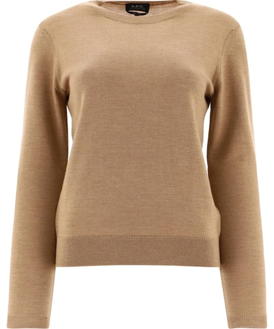 Shop Apc Beige Wool Sweater In Brown