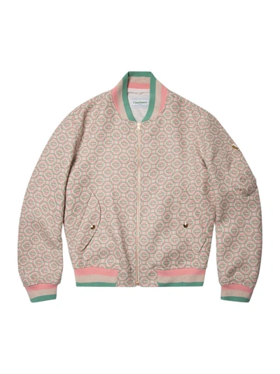 Shop Casablanca Wool Monogram Bomber Jacket In Pink