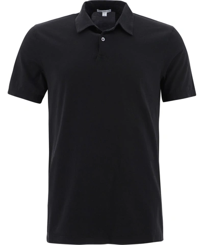 Shop James Perse Black Cotton Polo Shirt