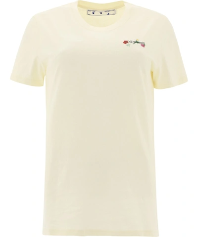 Shop Off-white Beige Cotton T-shirt In Neutrals