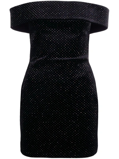 Shop Christopher Kane Glitter Velvet Mini Dress In Black
