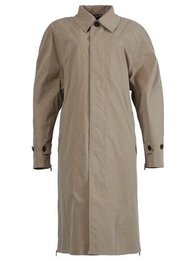 Shop Balenciaga Beige Zip Carcoat In Brown