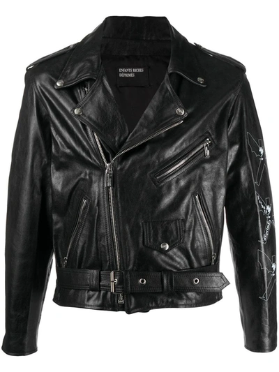 Shop Enfants Riches Deprimes Nouveau Logo Leather Jacket In Black