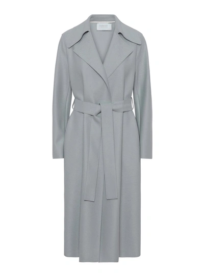Shop Harris Wharf London Long Belted Coat With Oversized Collar In Blue