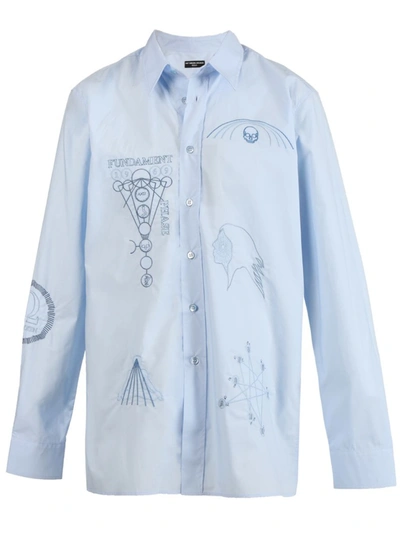 Shop Raf Simons Archive Redux Embroidered Shirt In Blue