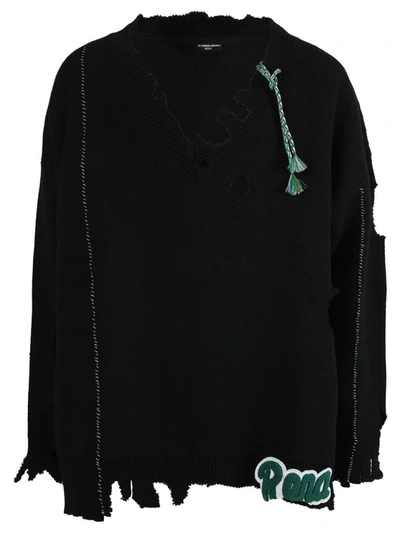 Shop Raf Simons Archive Redux Oversize V-neck Sweater In Black