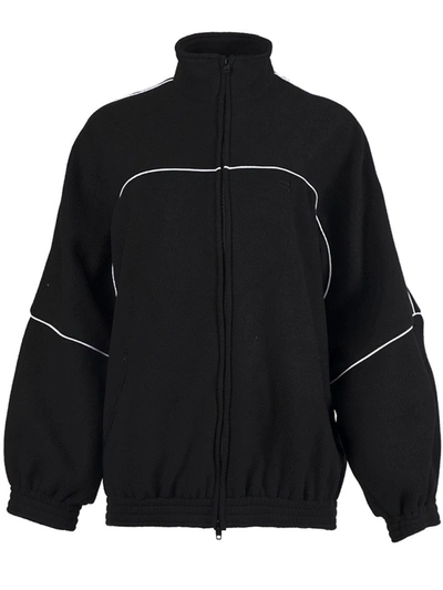 Shop Balenciaga Fleece Tracksuit Jacket In Black