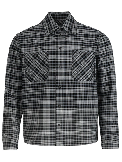 Shop Off-white Check Print Allover Degrade Flannel Shirt In Grey