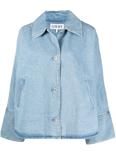 Shop Loewe Wide Sleeve Denim Jacket In Blue
