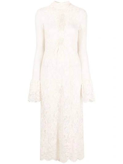 Shop Paco Rabanne Layered Lace Dress In Neutrals