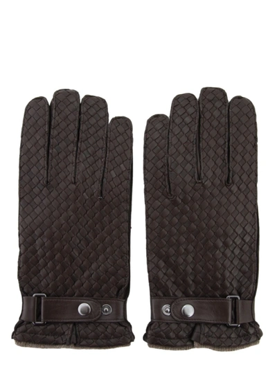 Shop Sermoneta Gloves Brown Leather Gloves In Black