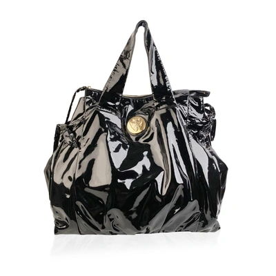 Pre-owned Gucci Black Patent Leather Hysteria Large Tote Shopping Bag