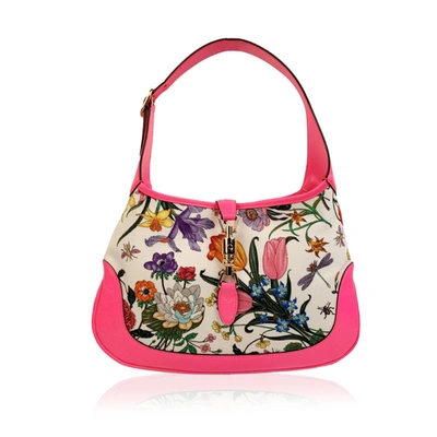 Shop Gucci Pink Canvas Hobo Bag