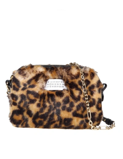 Shop Maison Margiela Leopard Modal Shoulder Bag In Black