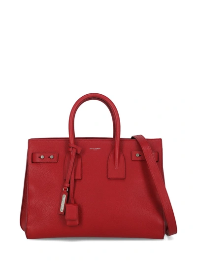 Shop Saint Laurent Sac De Jour Leather Tote Bag In Red
