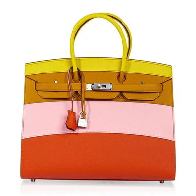 Pre-owned Hermes Sunrise Rainbow Sellier Birkin 35 Limited Edition Bag In Multicolor