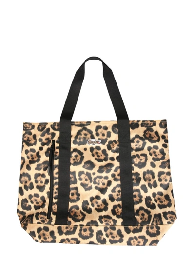 Shop Lacoste Leopard Polyester Tote In Brown