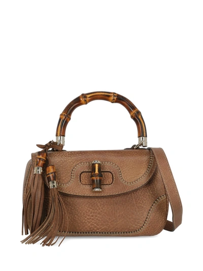 Shop Gucci Bamboo Leather In Brown