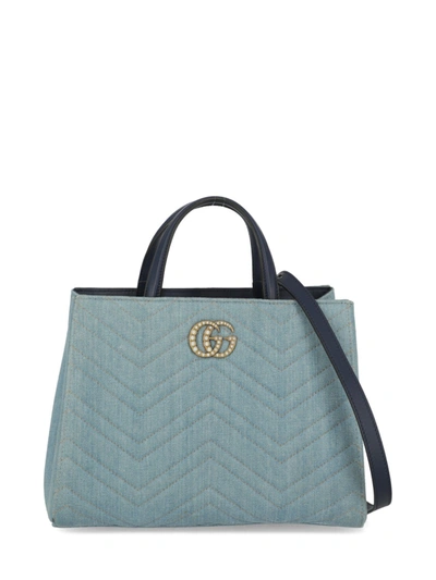 Shop Gucci Marmont Fabric In Blue