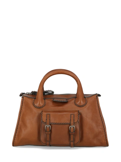 Shop Chloé Leather Tote Bag In Brown