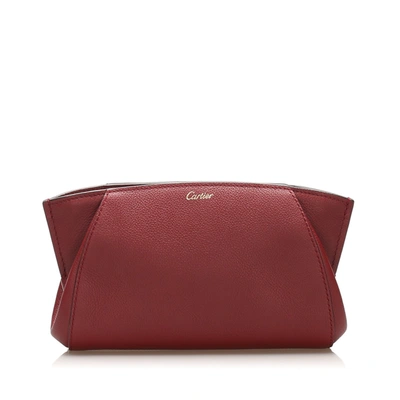 Pre-owned Cartier C De  Leather Clutch Bag In Red