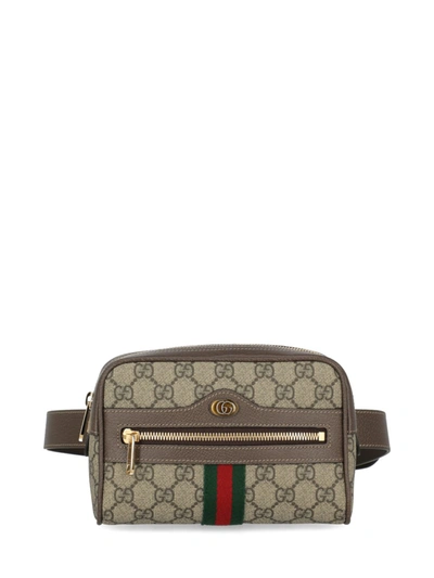 Pre-owned Gucci Ophidia Fabric Belt Bag In Brown