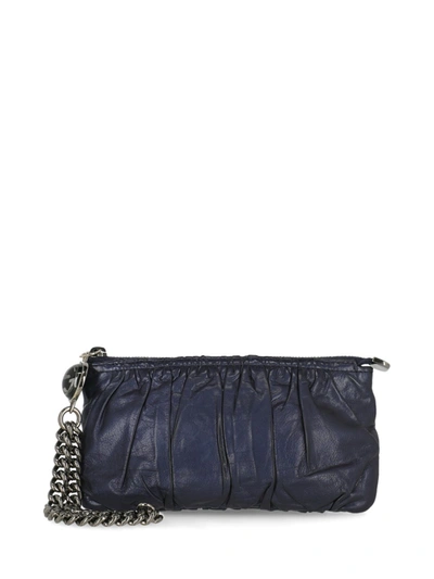 Pre-owned Gucci Leather Clutch Bag In Blue