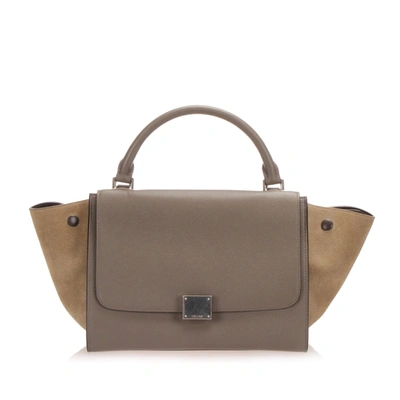Pre-owned Celine Trapeze Leather Satchel In Brown