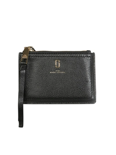 Shop Marc Jacobs The Softshot Black Leather Wallet In Grey
