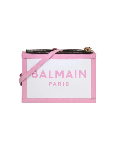 Shop Balmain White/pink Leather Shoulder Bag