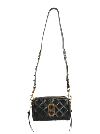 Shop Marc Jacobs The Softshot 21 Black Leather Shoulder Bag In Grey