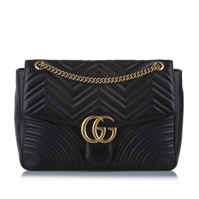 Shop Gucci Gg Marmont Matelasse Leather Shoulder Bag In Black