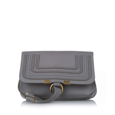 Shop Chloé Marcie Leather Belt Bag In Grey