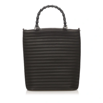 Shop Gucci Bamboo Nylon Handbag In Black