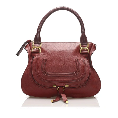 Shop Chloé Marcie Leather Satchel In Red