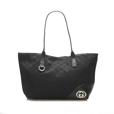 Shop Gucci Gg Canvas New Britt Tote Bag In Black