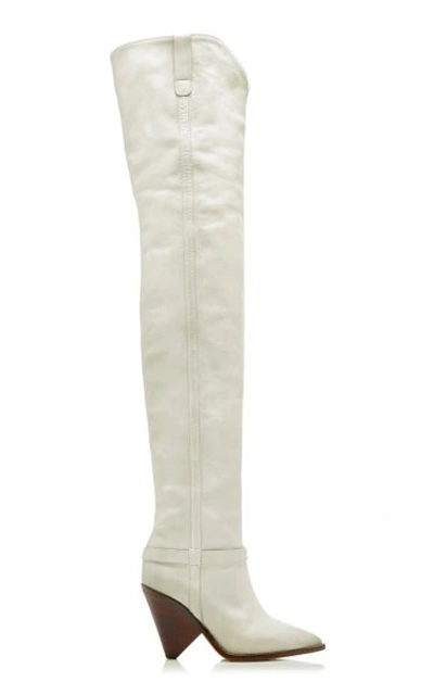 Shop Isabel Marant Lafsten Leather Boots In White