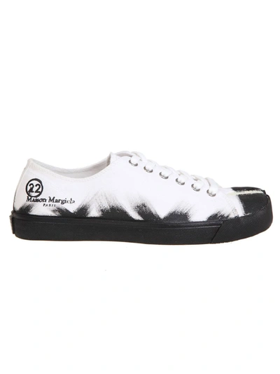 Shop Maison Margiela White/black Fabric Sneakers