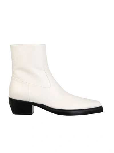 Shop Gia Couture Pernille White Leather Ankle Boots In Neutrals
