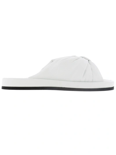 Shop Strategia White Leather Sandals
