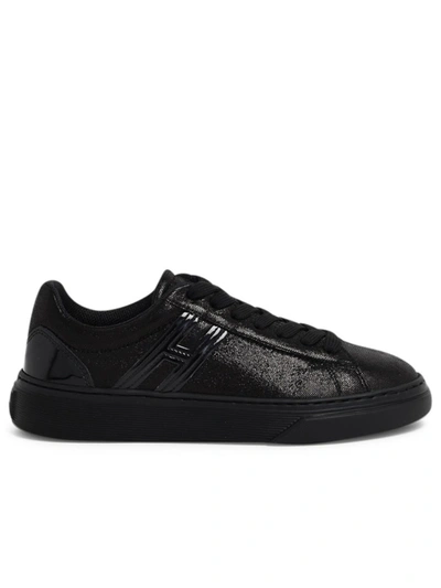 Shop Hogan Black Leather Sneakers