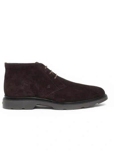 Shop Hogan Brown Suede Ankle Boots