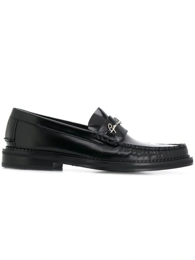 Shop Versace Gv Signature Loafers In Black