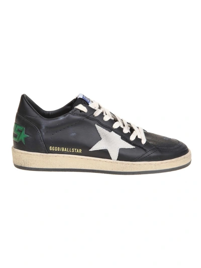 Shop Golden Goose Ball Star Black Leather Sneakers