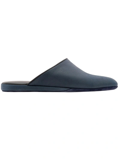 Shop Farfalla Blue Leather Slippers