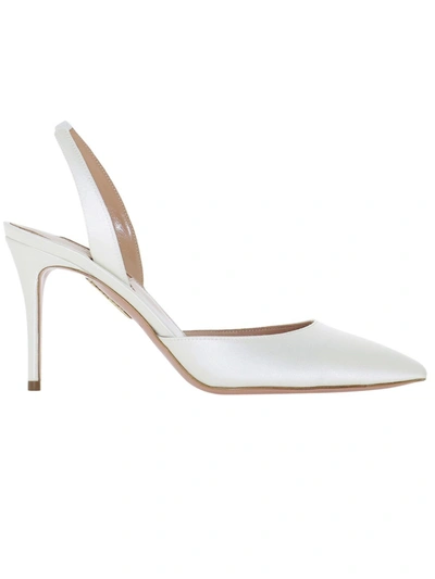 Shop Aquazzura White Leather Pumps