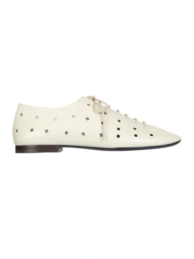 Shop Lemaire White Leather Lace-up Shoes In Neutrals