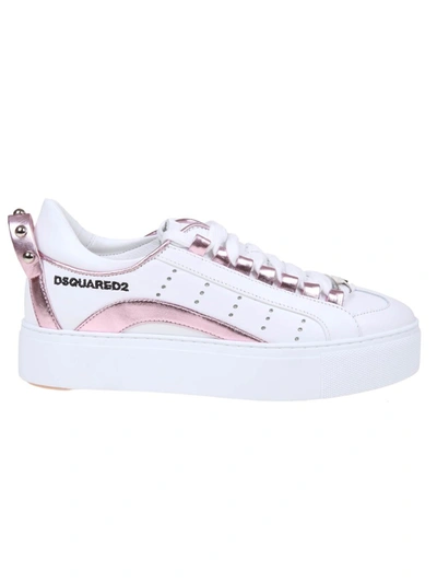Shop Dsquared2 White/pink Leather Sneakers