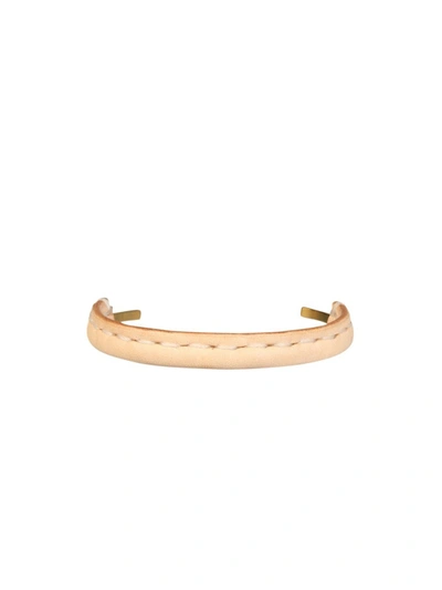 Shop Hender Scheme Beige Leather Bracelet In Gold