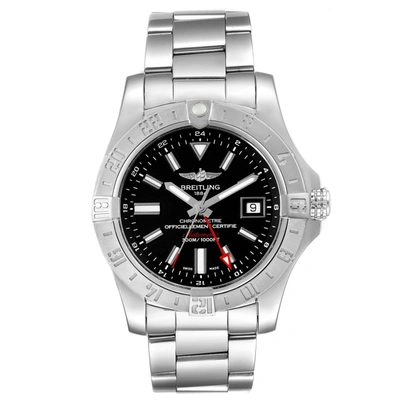 Shop Breitling Aeromarine Avenger Ii Gmt Black Dial Watch A32390 Box In Silver